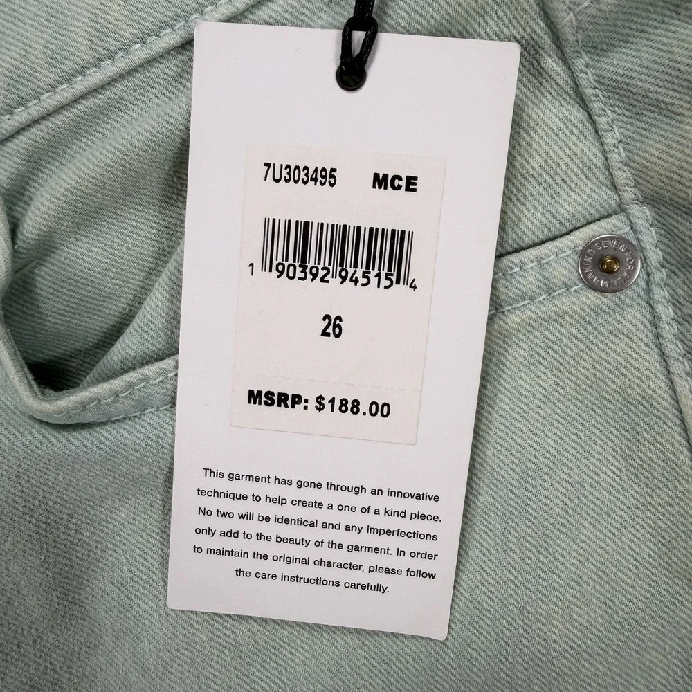 7 For All Mankind Josefina Boyfriend Jeans Womens 26 (28x24.5) Mint Minimalist